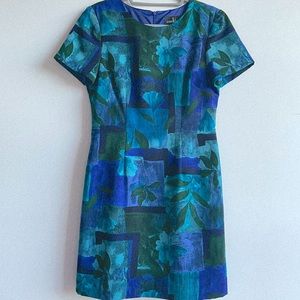 Vintage 80s Watercolor Dress Blue Florals